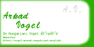 arpad vogel business card